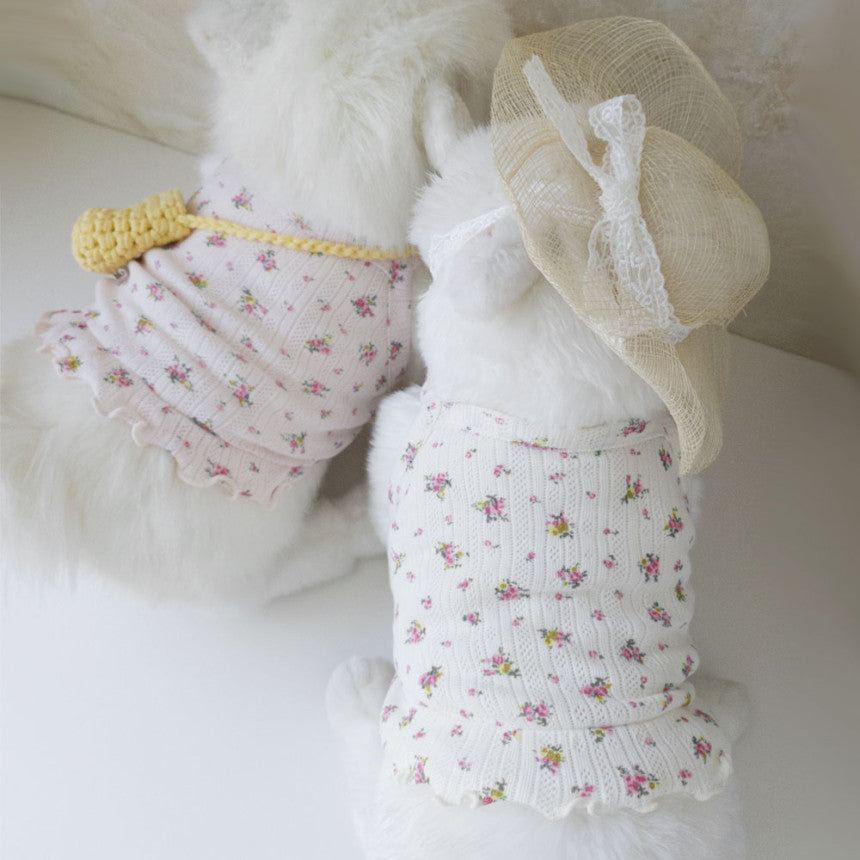 Floral Ruffle Dog Crop Tank Top