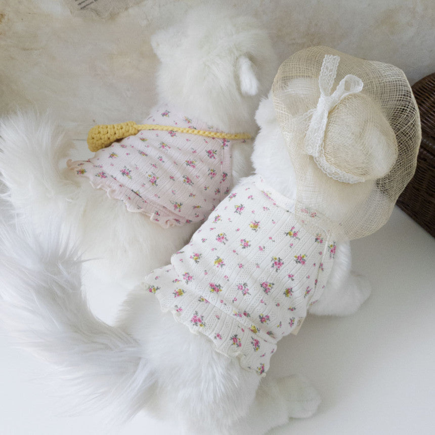 Floral Ruffle Dog Crop Tank Top