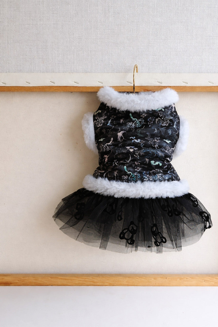 Ribbed Knit Bear Tutu Dog Dress