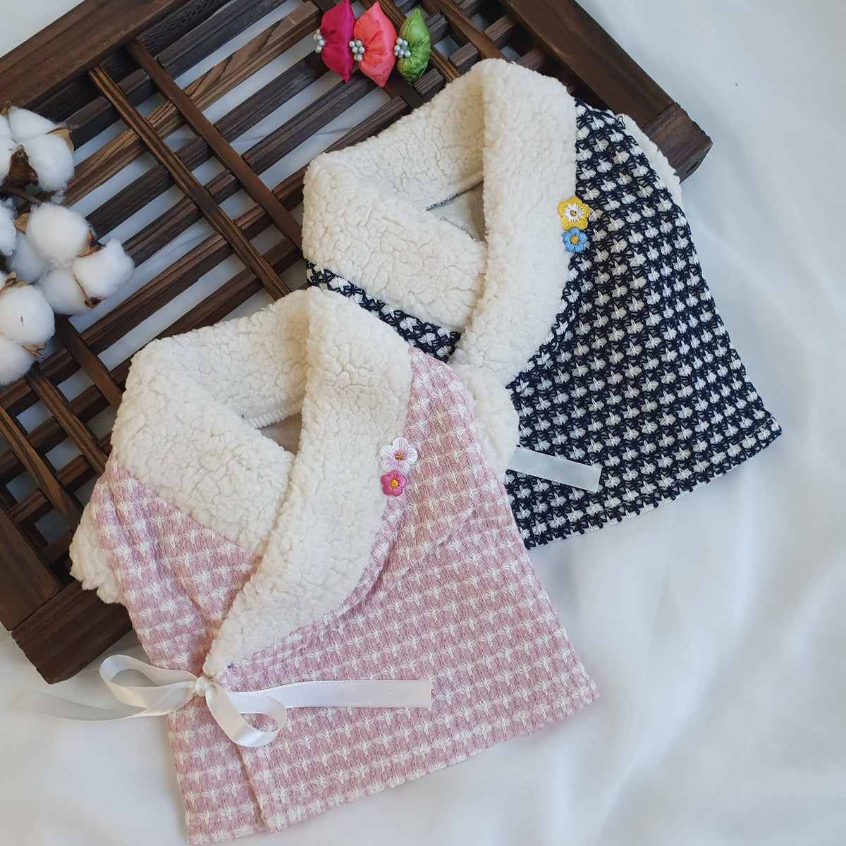 Fur Houndstooth Vest Pet Hanbok