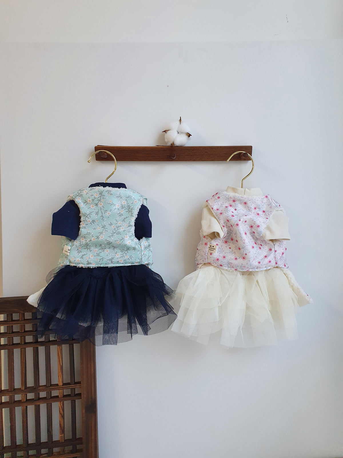 Floral Fleece Vest Pet Hanbok