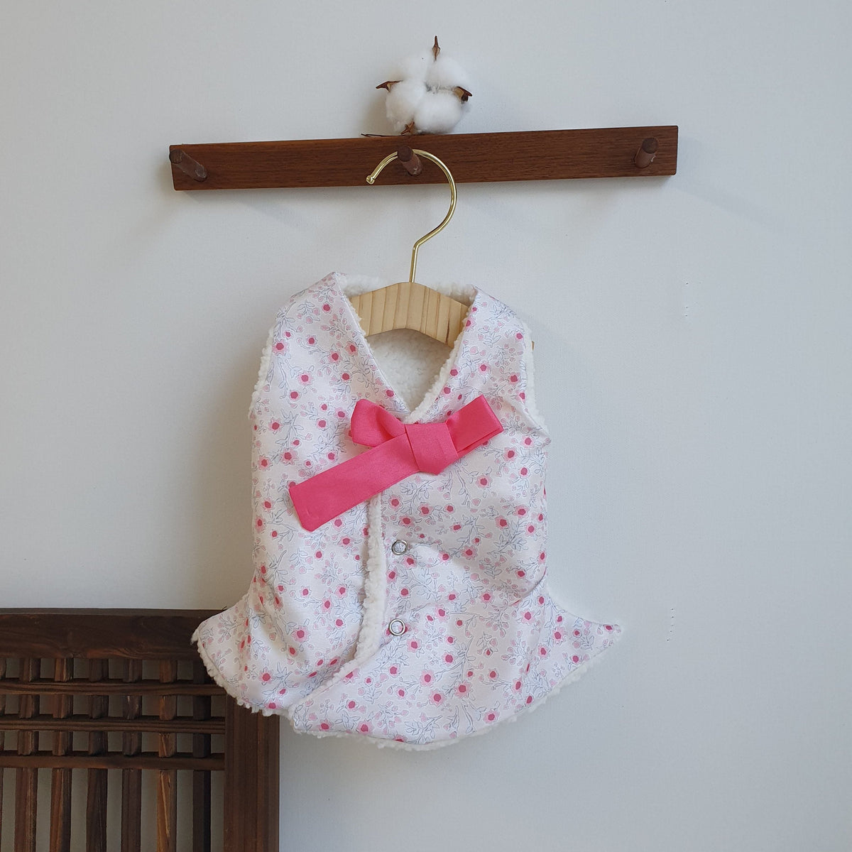 Floral Fleece Vest Pet Hanbok