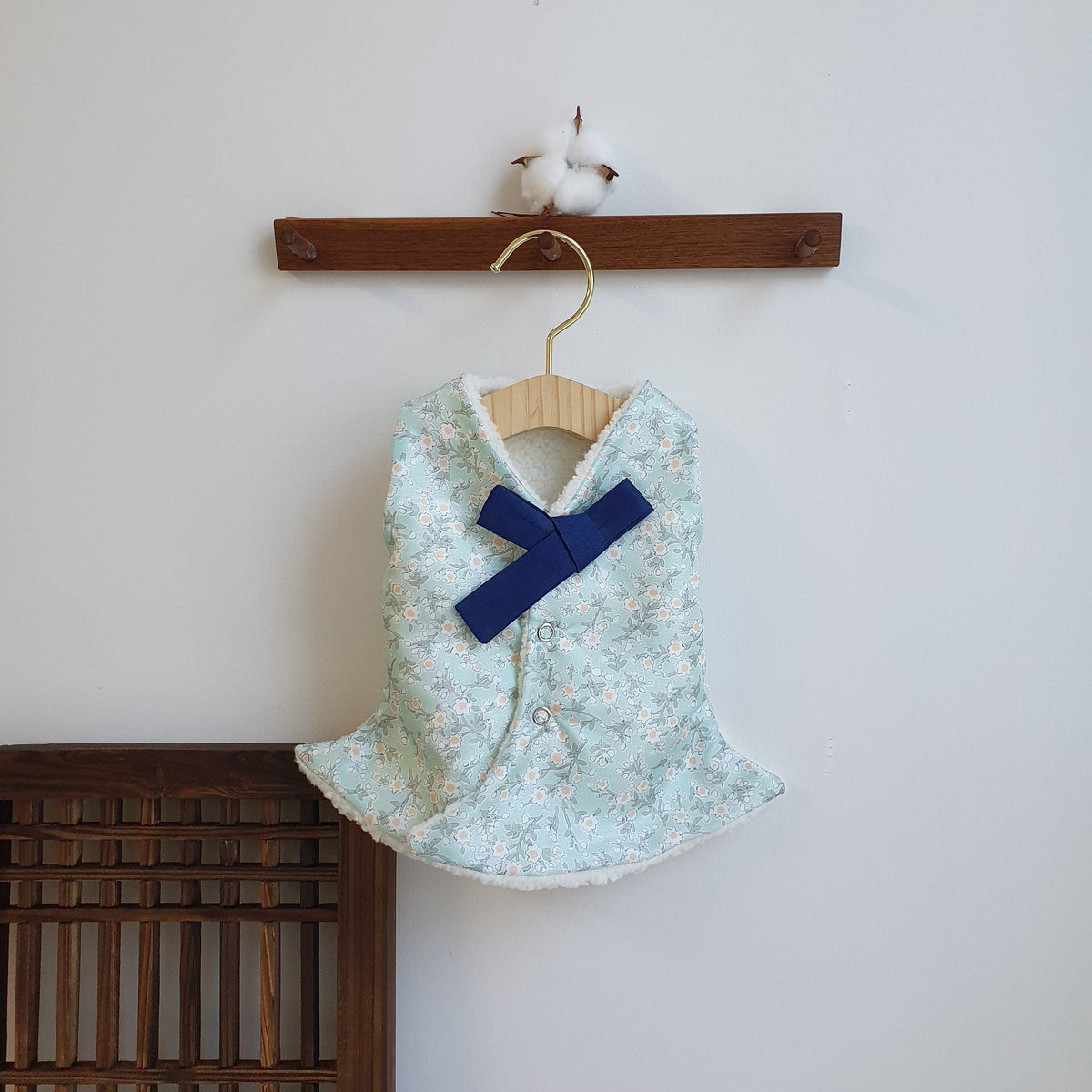 Floral Fleece Vest Pet Hanbok