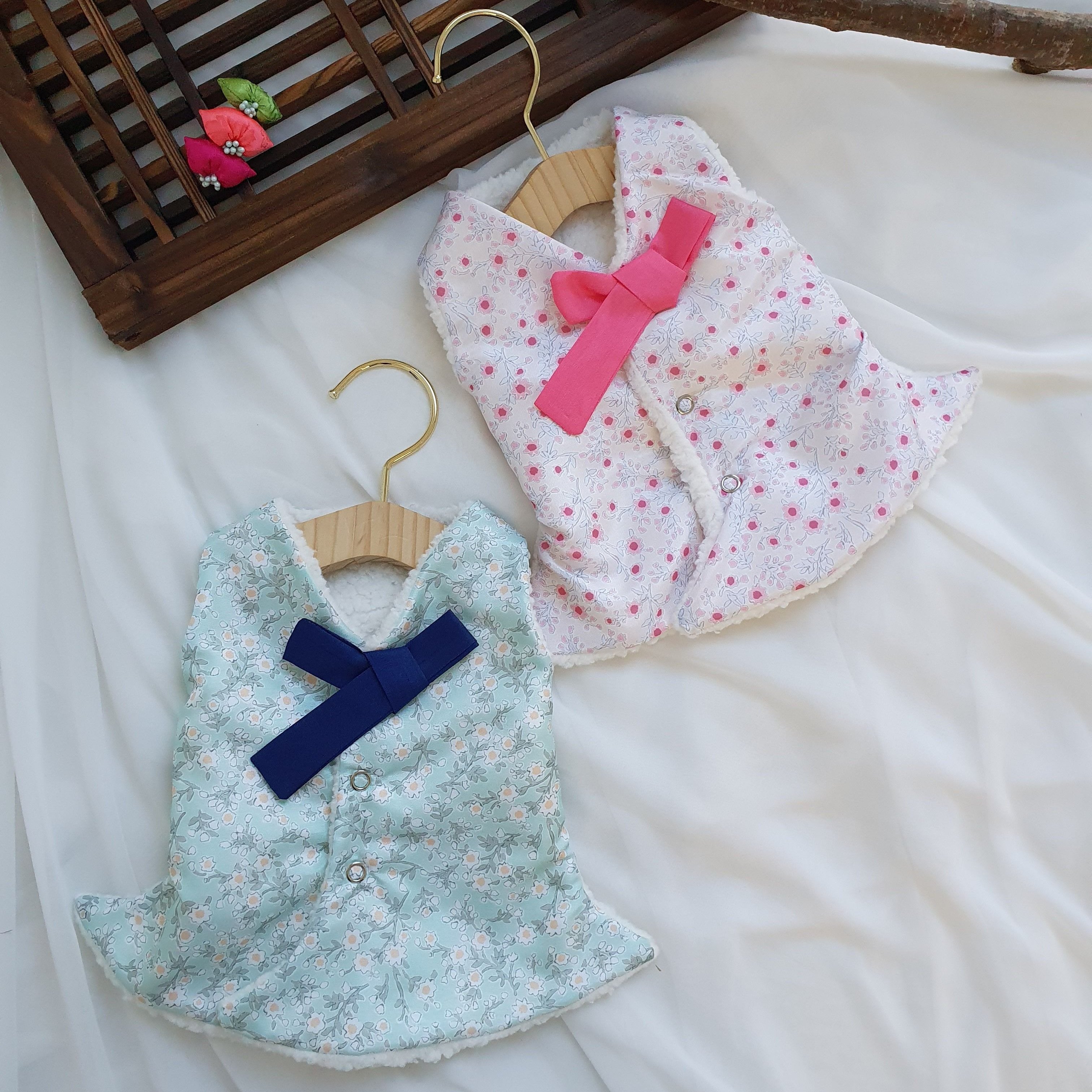 Floral Fleece Vest Pet Hanbok