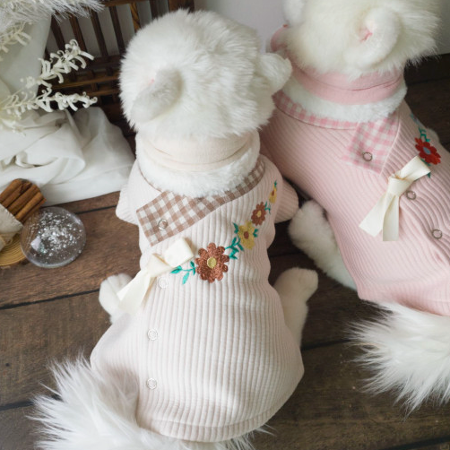 Flower Ribbed Vest Pet Hanbok