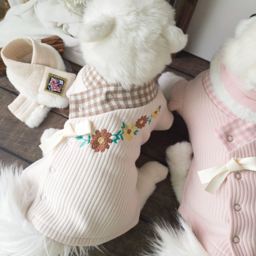 Flower Ribbed Vest Pet Hanbok
