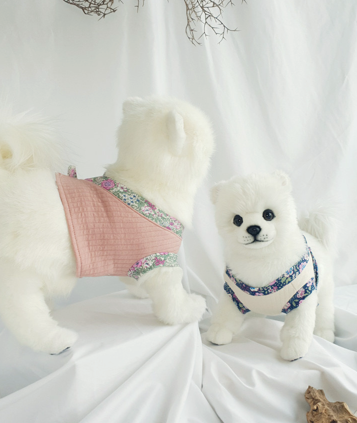 NKpup Floral Ribbed Modern Pet Hanbok in pink and floral pattern