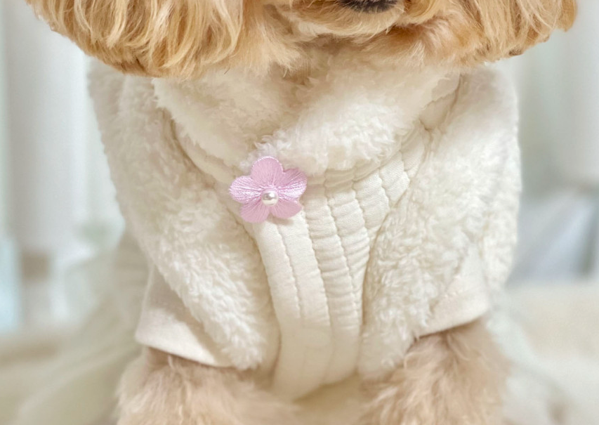 White Fur Floral Quilted Pet Hanbok Vest by NKpup