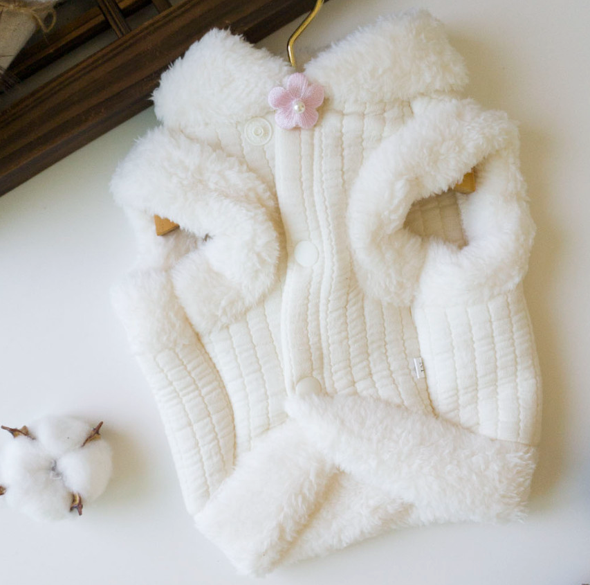 Fur Floral Quilted Vest Pet Hanbok