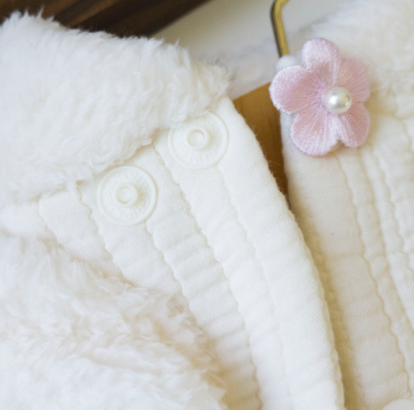 Fur Floral Quilted Vest Pet Hanbok