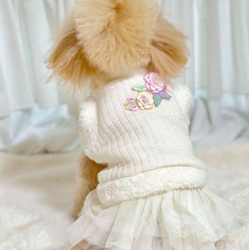 Fur Floral Quilted Vest Hanbok