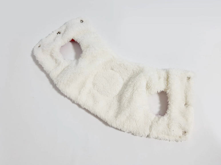 White fluffy faux fur pet hanbok vest by NKpup