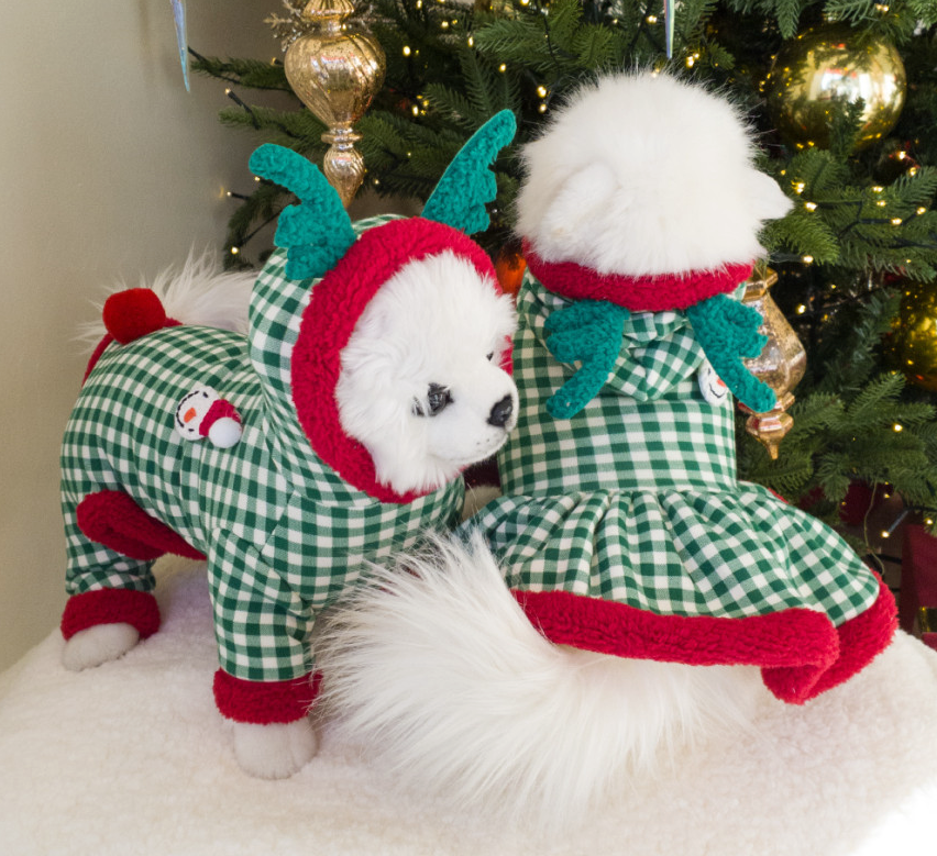 Christmas Gingham Dog Outfit