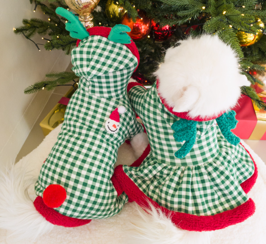 Christmas Gingham Dog Outfit