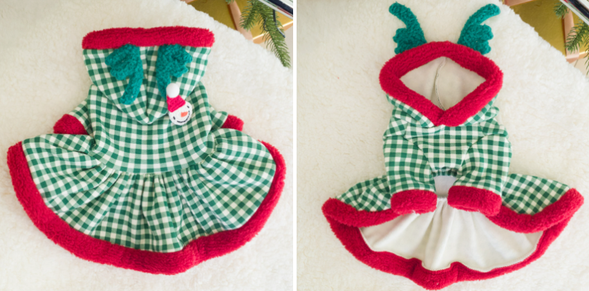 Christmas Gingham Dog Outfit