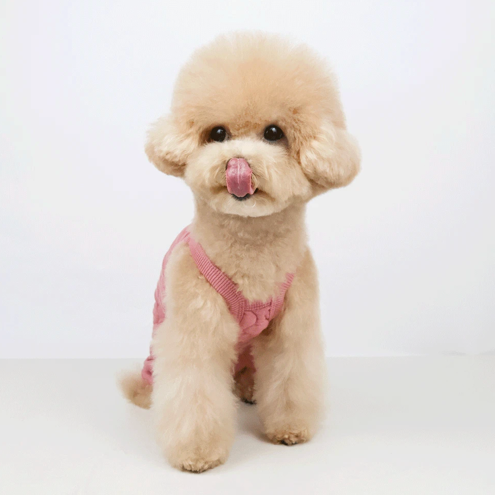 NKpup pink natural quilted dog overall