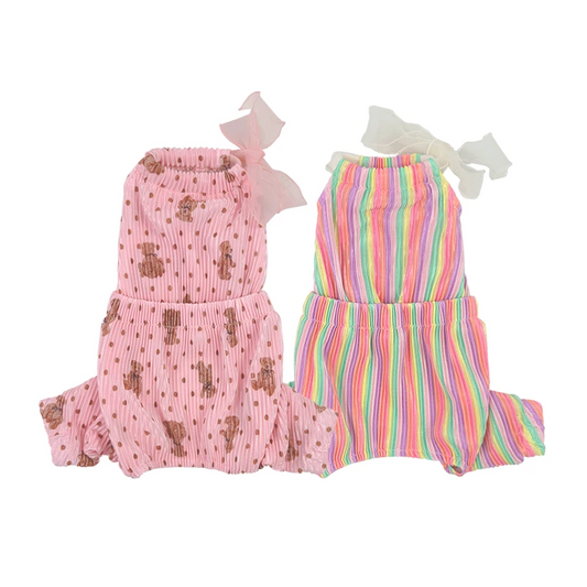 Pleated Ribbon Halterneck Overall