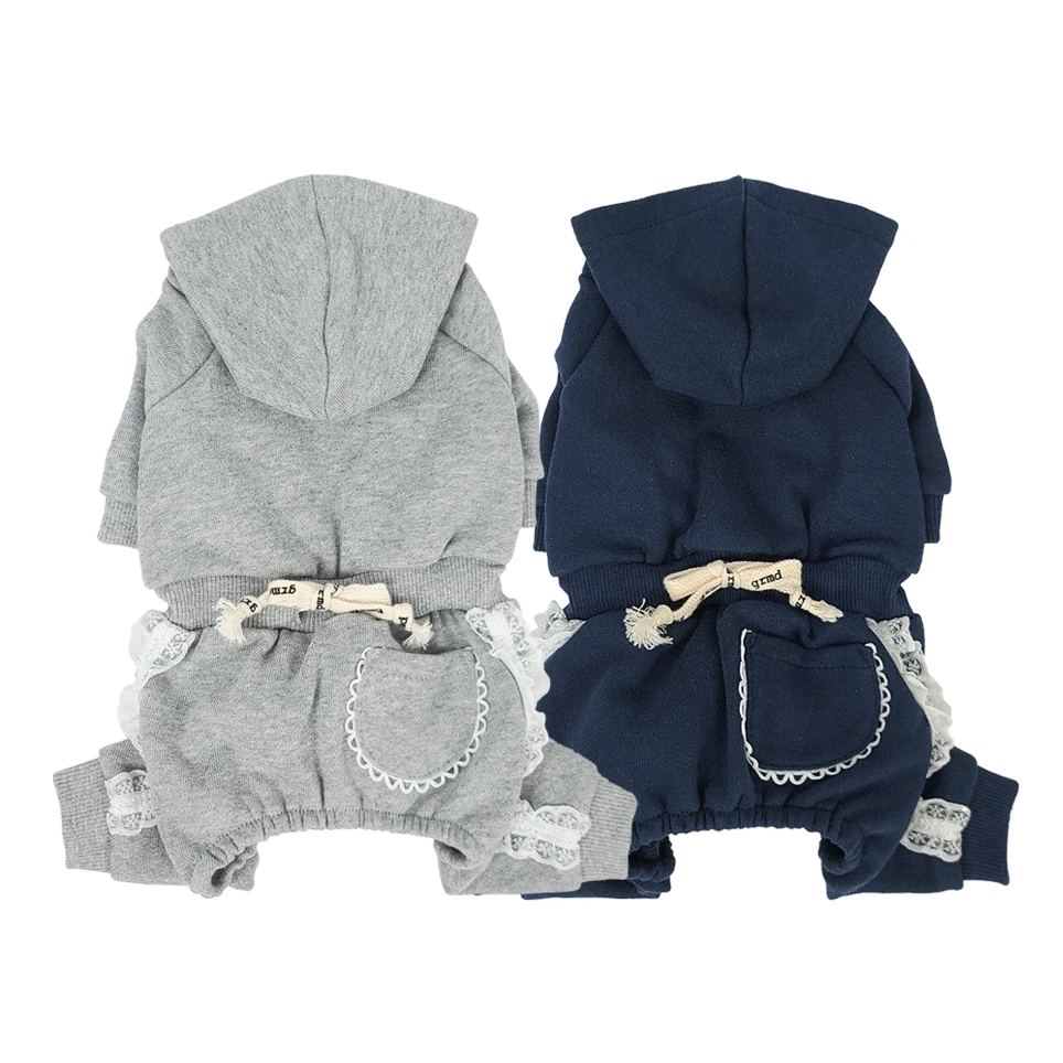 Basic Lace Hoodie Outfit Overall&Skirt