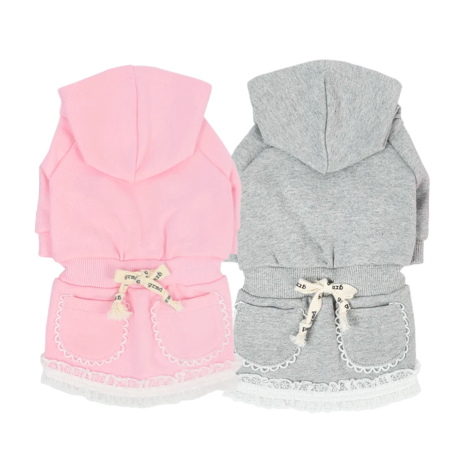 Basic Lace Hoodie Outfit Overall&Skirt