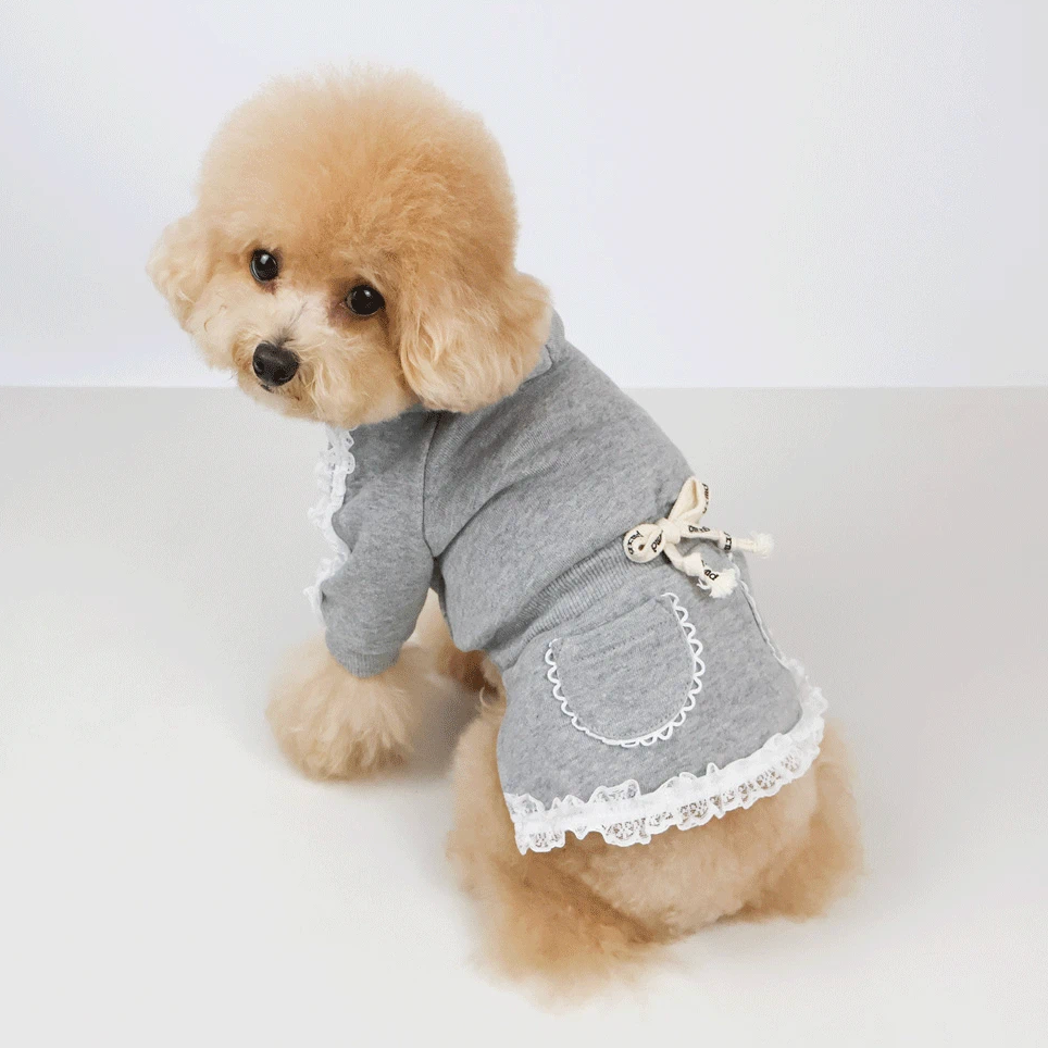 Basic Lace Hoodie Outfit Overall&Skirt