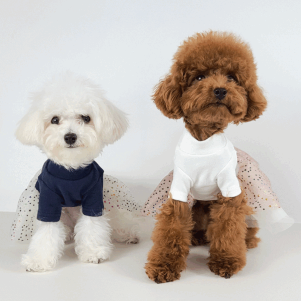 Halloween dog tutu dress in navy and white with sparkly patterns by NKpup