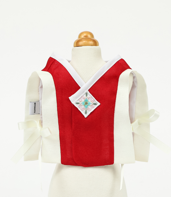 Red Baeja Vest pet Hanbok