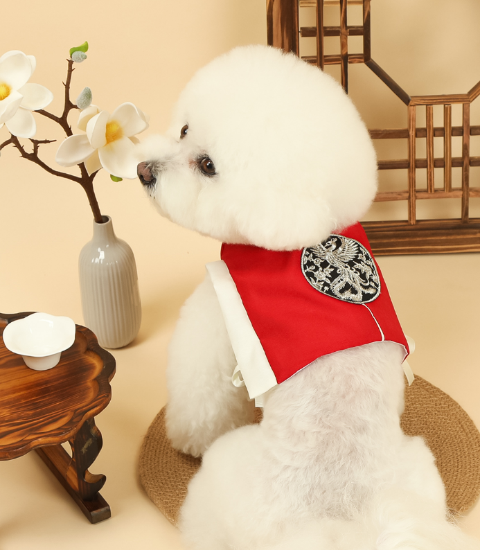 Red Baeja Vest pet Hanbok