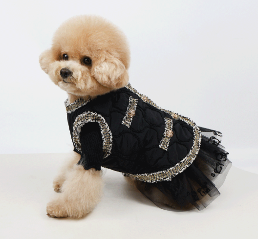 Tweed Quilted Dog Vest
