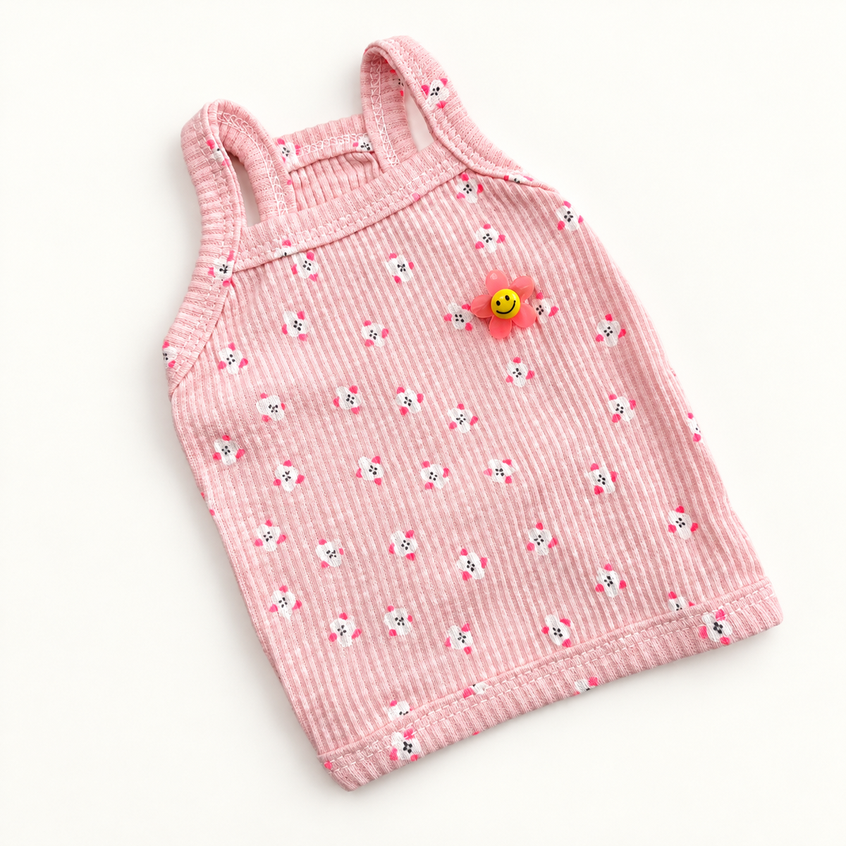 Smiley Flower Dog Crop Tank Top