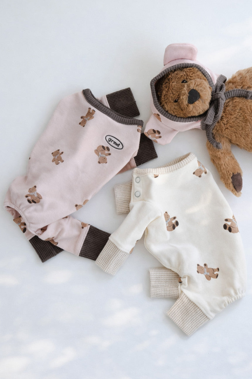 Cozy Bear Cotton Overall W/B