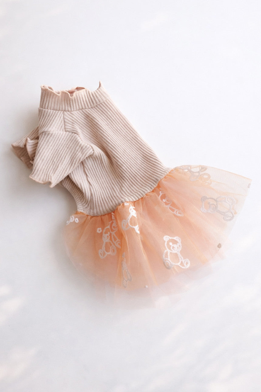 Ribbed Knit Bear Tutu Dog Dress
