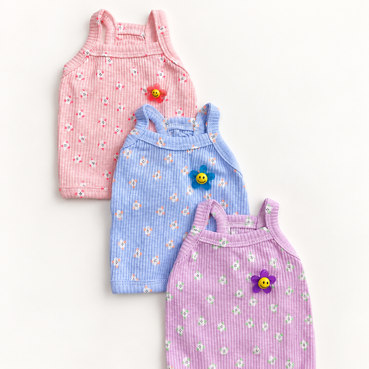 Smiley Flower Dog Crop Tank Top