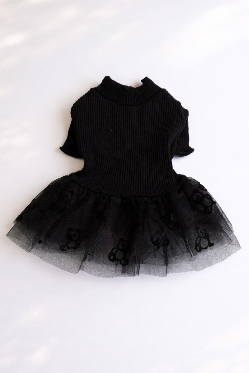 Ribbed Knit Bear Tutu Dog Dress