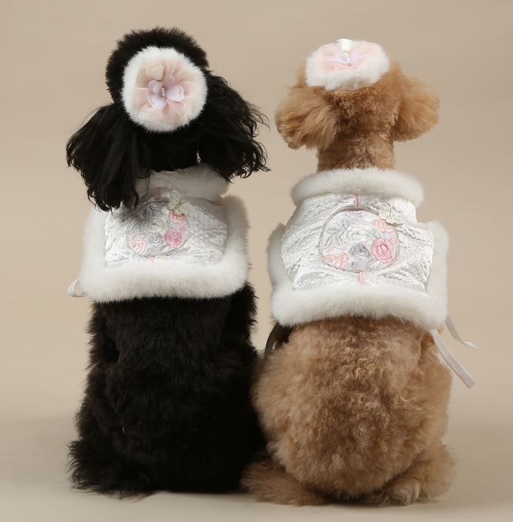 Floral Embroidered Vest Pet Hanbok