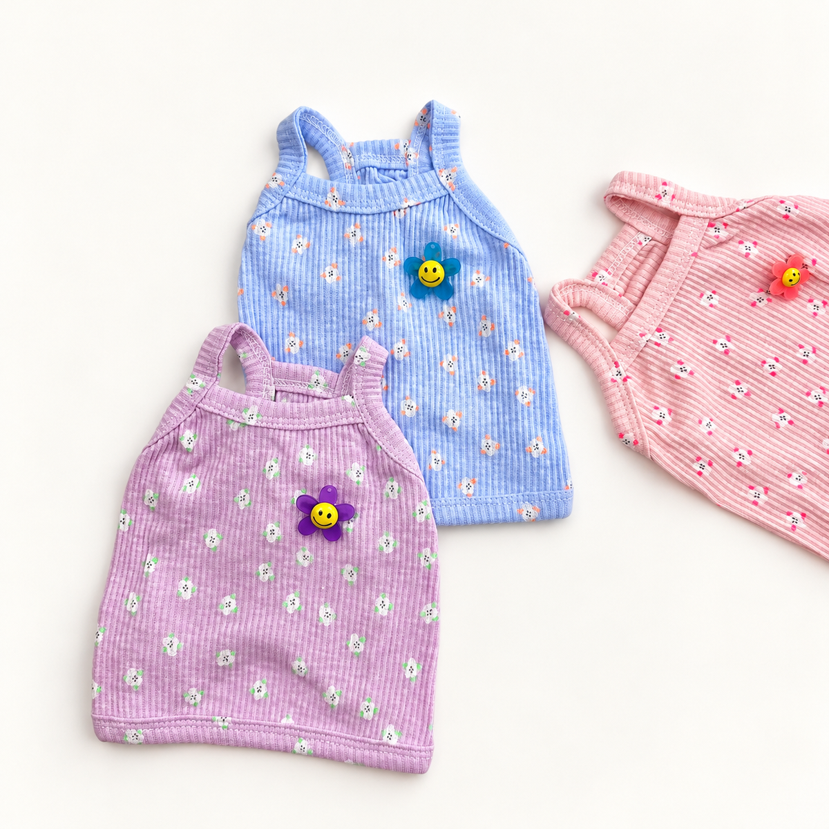 Smiley Flower Dog Crop Tank Top