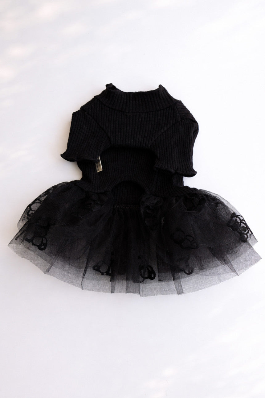 Ribbed Knit Bear Tutu Dog Dress