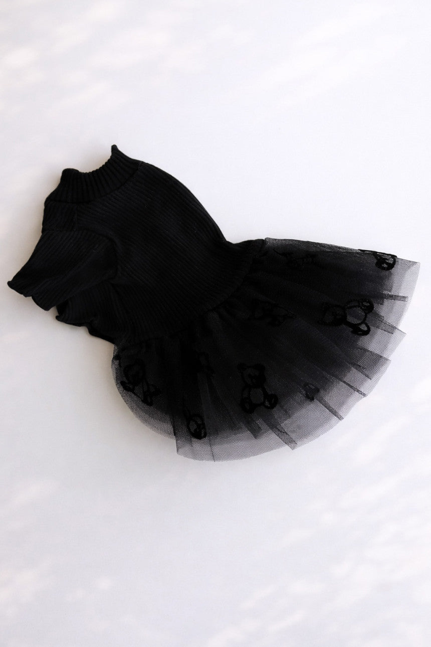 Ribbed Knit Bear Tutu Dog Dress