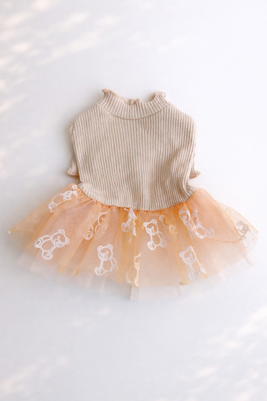 Ribbed Knit Bear Tutu Dog Dress