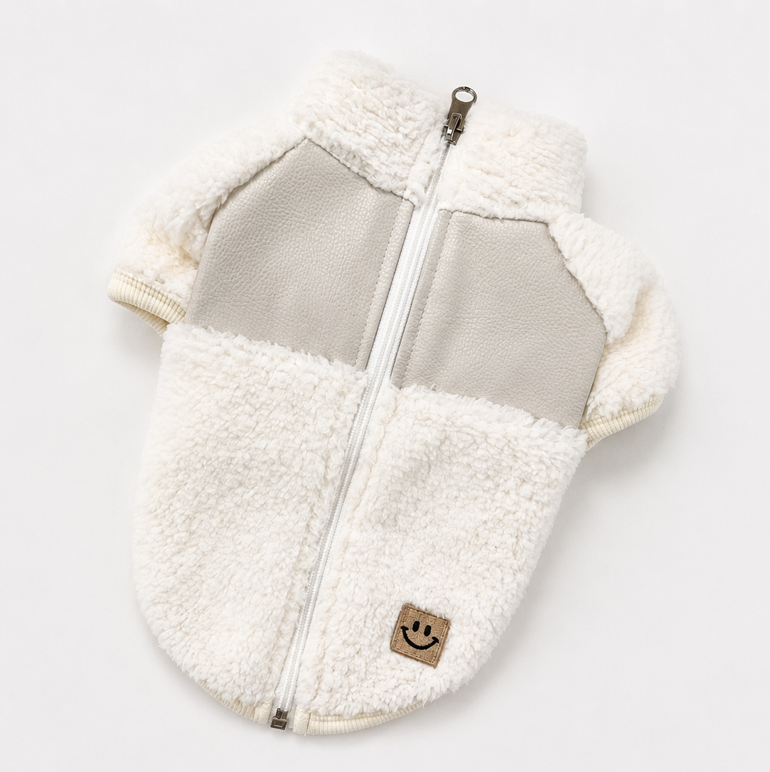 S-3XL, Smile Zip-Up Dog Fleece Jacket