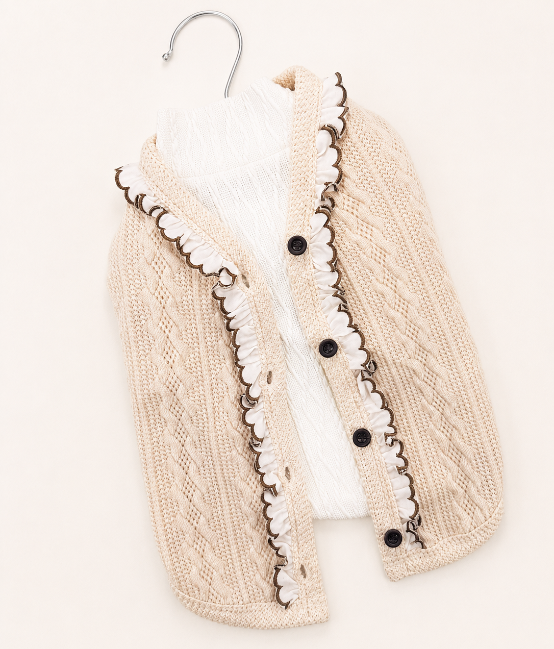 Ruffle Knit Dog Cardigan