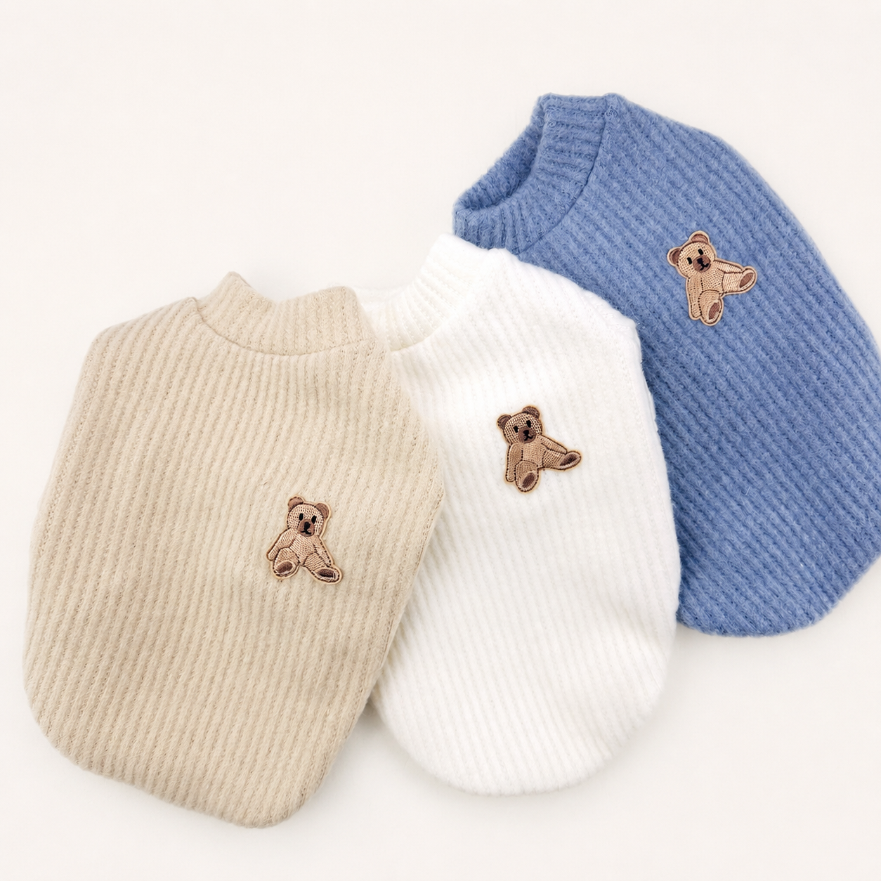 Teddy Patch Ribbed Knit Sweater