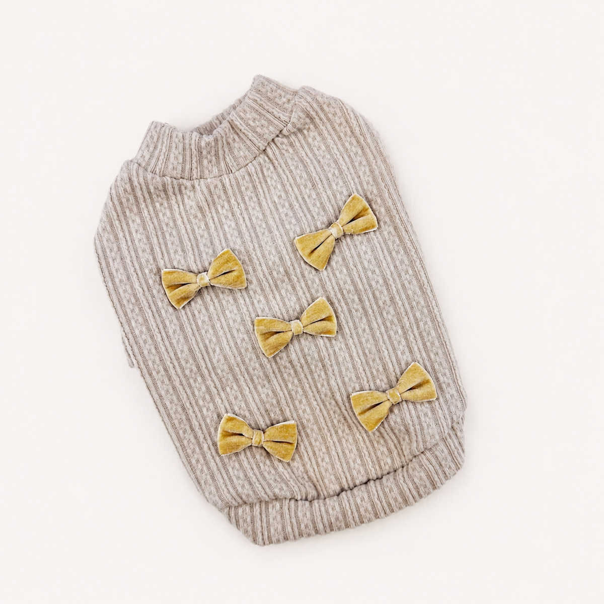 Velvet Bow Knit Dog Sweater