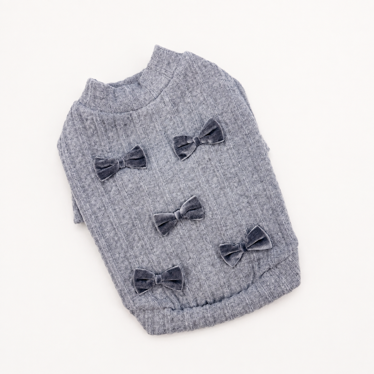 Velvet Bow Knit Dog Sweater