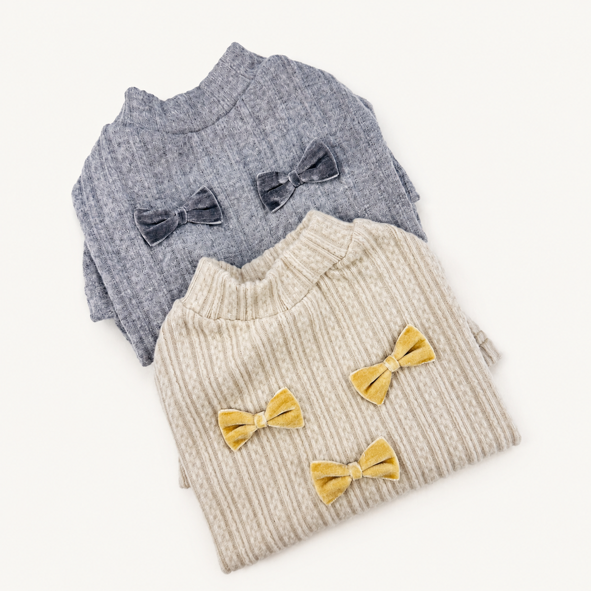 Velvet Bow Knit Dog Sweater