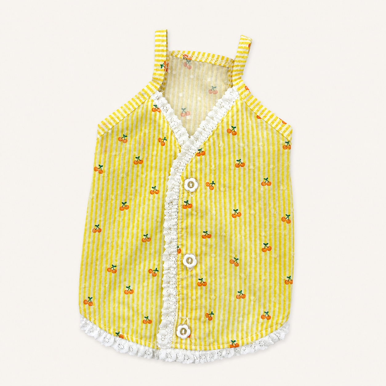 Cherry Stripe Lace Vest