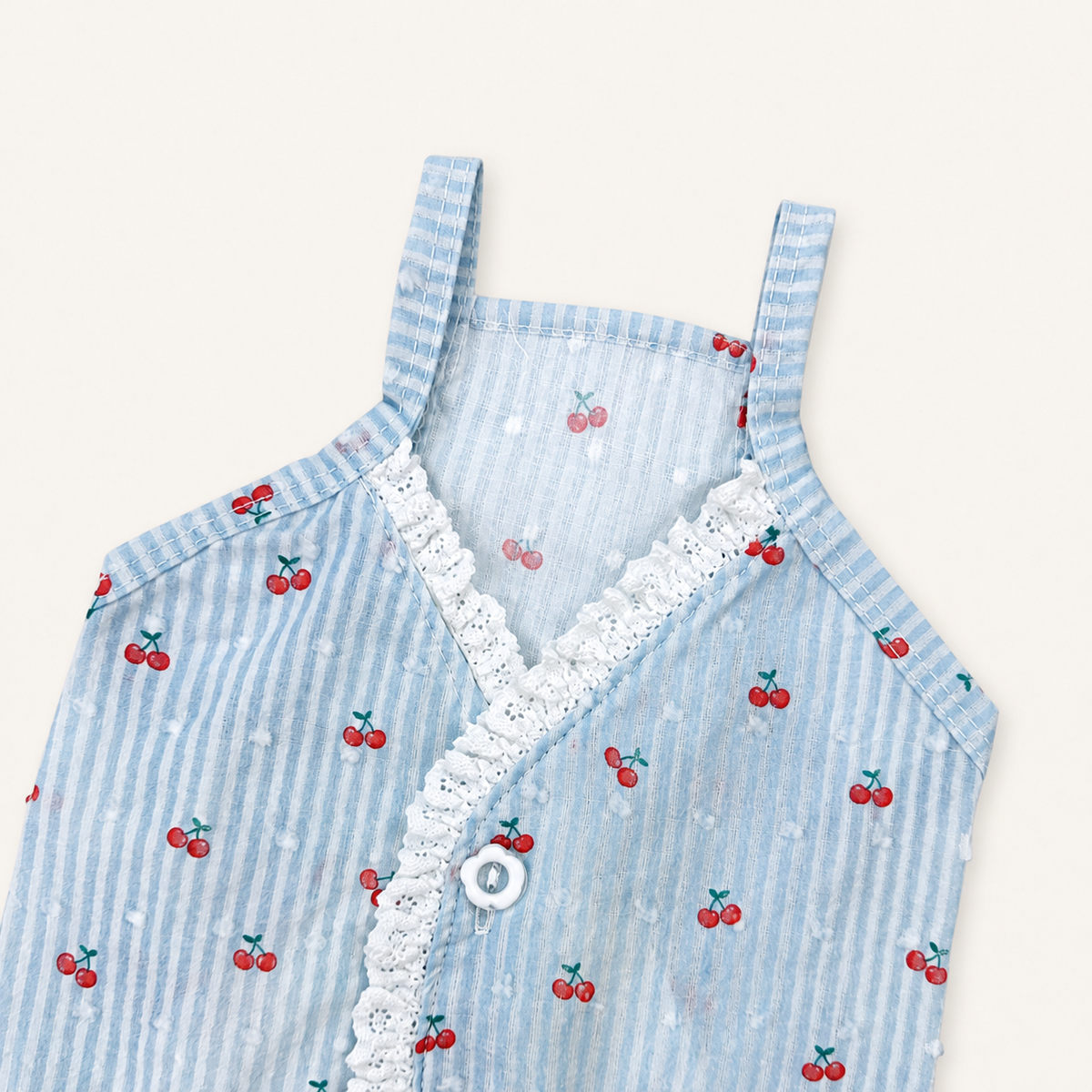 Cherry Stripe Lace Vest