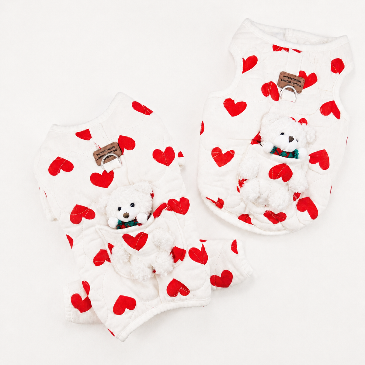 Heart Teddy Pocket Dog Vest&Overall