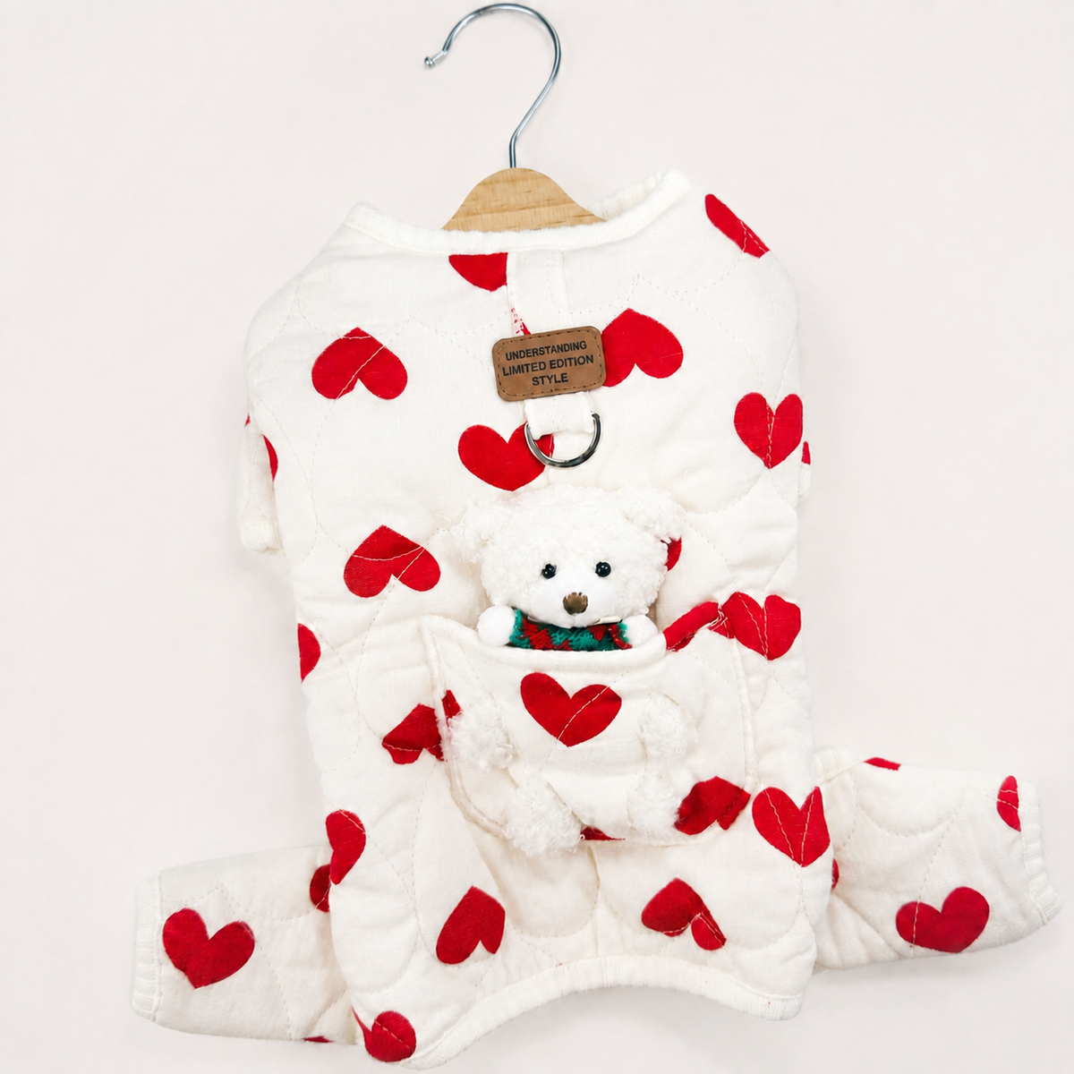 Heart Teddy Pocket Dog Vest&Overall