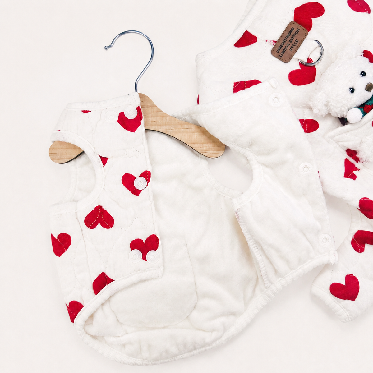 Heart Teddy Pocket Dog Vest&Overall
