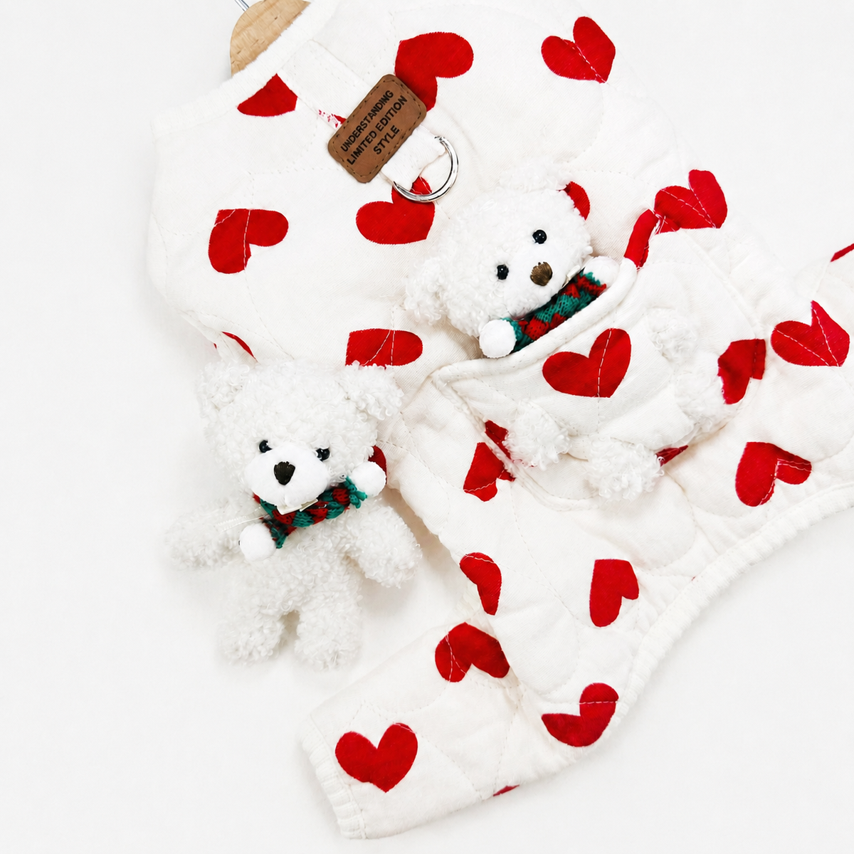 Heart Teddy Pocket Dog Vest&Overall